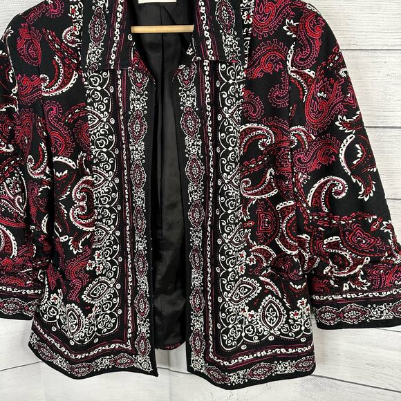 Coldwater Creek Womens size 14 3/4 Sleeve Paisley Flourish Open Front Jacket - Picture 6 of 13